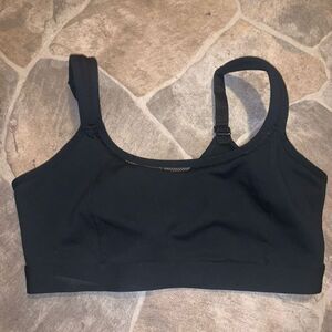 Fabletics L Athleisure black cutaway high impact sports bra